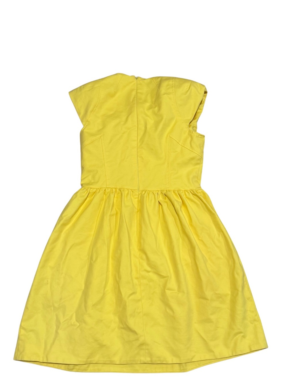 French Connection Yellow Fit & Flare Dress Size 8 V-Neck Cap Sleeve - Picture 5 of 11